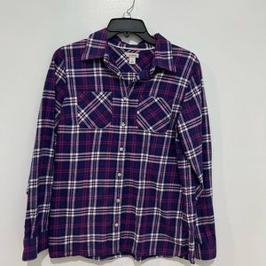 LLBEAN women plaid flannel shirt size small.
